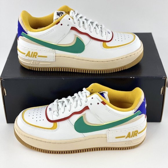 Nike Air Force 1 Shadow Multi Color Women's Sneakers Shoes White CI0919-118